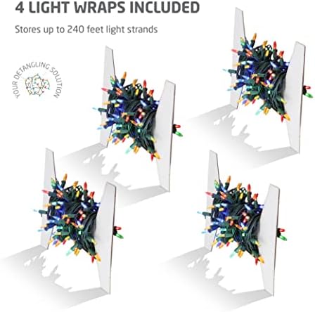 Зобер Божиќни Обвивки За Складирање На Светло, Пластичен Комплет од 4 За Складирање До 800 Празнични Божиќни Светилки