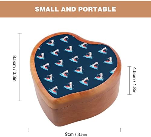 Шема на ајкула Дрвена музичка кутија со форма на срцева форма на музички кутии гроздобер дрво кутија за подарок