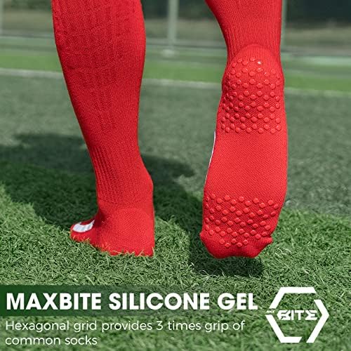 Фудбалски чорапи на Рахинт Анти-лизгачки чорапи повеќе спортови компресија колено високи екипаж чорапи за возрасни и деца