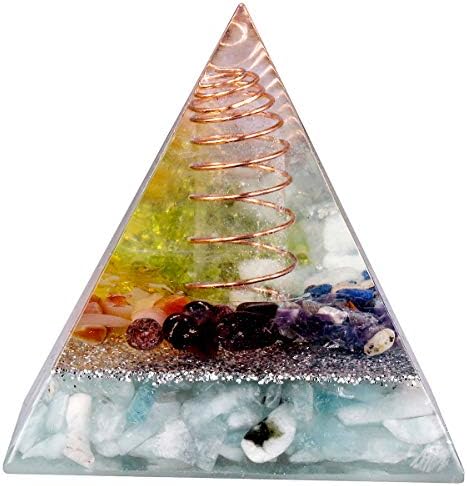 Sunyik Chip Stone Orgone Pyramid, заздравувачки кристална точка бакарна енергија генератор за заштита на метафизички чакра реики 1,96 “, Лапис