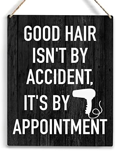Добрата коса не е случајно дрво знак Рустикален стилист за коса дрвена висечка плакета за домашна убавина продавница wallидна уметност декорација