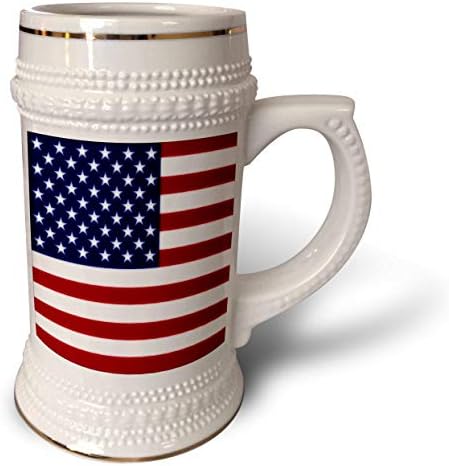 3drose ги обединува државите Американско знаме - Штајн кригла, 18oz, 22oz, бело