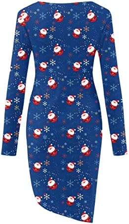 Божиќни фустани за жени карирани тркалезен врат елка, обичен фустан, каросерија, безжичен вечерен коктел долг фустан, долг фустан