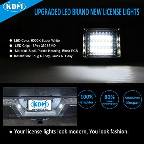 LED Светлата НА РЕГИСТАРСКАТА Табличка KDM се вклопуваат за Ford F150 2015-2020 F - 150 Пикап Raptor, Пушеле Len 6000K 2pcs Соберат LED