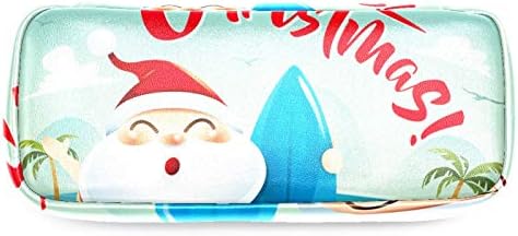 Дедо Мраз на плажа од празник од кожен молив со молив, торба со пенкало со двоен патенти за чување торба за чување торби за училишна