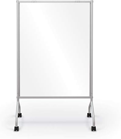 Mooreco Mobile Clear Dry Erase Ditider Whitleboard, Platinum Frame, 71,8 H x 42 W x 21 D, 62541 CLEAR