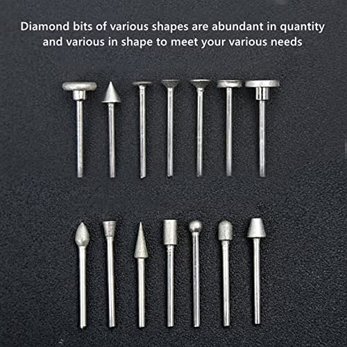 CNQLIS 50 парчиња 1/8 инчи дијамантски закопки поставени обложени парчиња резба за мелење, битови со дијаманти, компатибилни со ротационите алатки