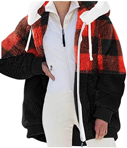 Женски обични јакни со качулка со качулка џемпер-џебови џебови палто за надворешна облека со долги ракави јакна кадифен палто со патент