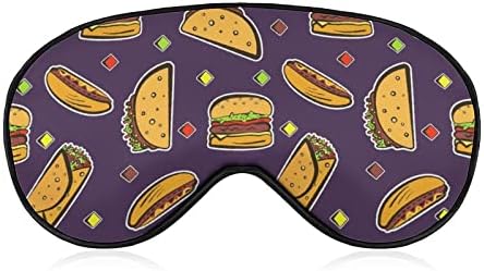 Хамбургер и такос за спиење маска за очи за очи со очите со прилагодлива лента за слепите за патувања за авиони
