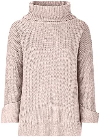 Womenенски обичен џемпер теринг со долги ракави плетени преголеми џемпери пулвер цврста боја лабава вклопена скокачка врвови