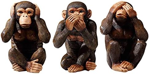Tciuxyq 3 статуа на мудри мајмуни слушаат-не, не, не, зборуваат-без злото три вистини на апстрактни уметнички мајмуни фигура кафеава 7,8