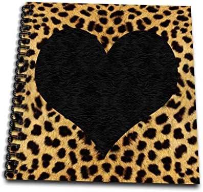 3Drose DB_20394_1 Punk Rockabilly Cheetah Animal Print Black Heart-arking Book, 8 на 8 “