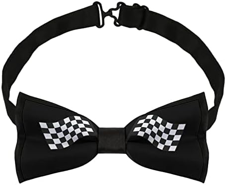 Weedkeycat Checked Racing Flage Смешно вратоврски пред-врзани формални лакови за прилагодување на лак за мажите печатени за мажи
