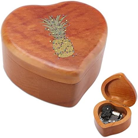 Тропски светла гроздобер дрвена часовна музичка кутија музичка кутија во форма на срцеви подароци за семејни пријатели на lубовници