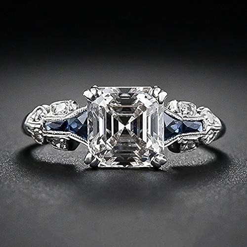 DBYLXMN мода Исклучителен неправилен трапезоиден квадратен дијамантски прстен за жени со ангажман прстен накит подароци дача прстени