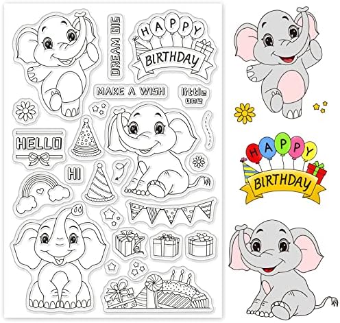 Роденденски роденден на слон, чисти марки Транспарентен заптивка за силиконски печат за декорација за правење картички и белешка