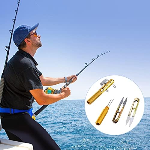 3 парчиња риболов практична јазол линија за вртење на ножици и 3 парчиња ножици во облик на U, рачни преносни резерви за брзо риболов,