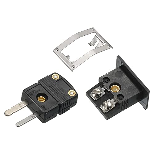 Меканиксити мини j тип термопарски конектори за жица машки приклучок со панел за монтирање мини штекер 220 ° C за термопарен сензор црно