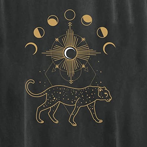 Женска гроздобер месечина леопард печати маица краток ракав, обичен врат, лесен лабава графичка маичка кошула летна туника врвови