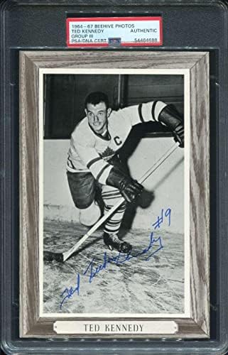 170 Тед Кенеди - 1964 година Фотографии за пчела III хокеј картички оценети PSA Auto - хокејски плочи за автограми со автограми