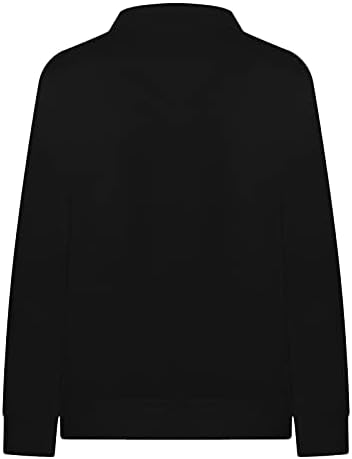 Женска Четвртина Патент Пуловер Обична Боја Блок Дуксер Гроздобер Долг Ракав Печатени Врвови Со Џебови