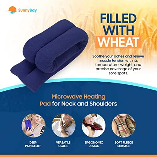 Микробранова подлога за греење SunnyBay за вратот и рамената, разноврсна торба со грав, влажна топлинска перница, микробранова