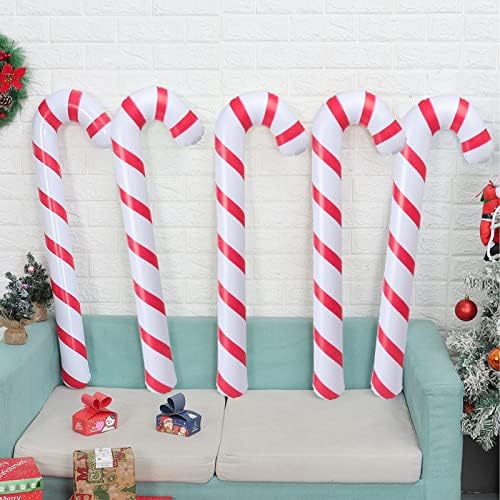 Homesogood 3 парчиња надувување Божиќни бонбони трска, 35,43in Santa Claus Sticking Stick, PVC виси украси, забава на отворено