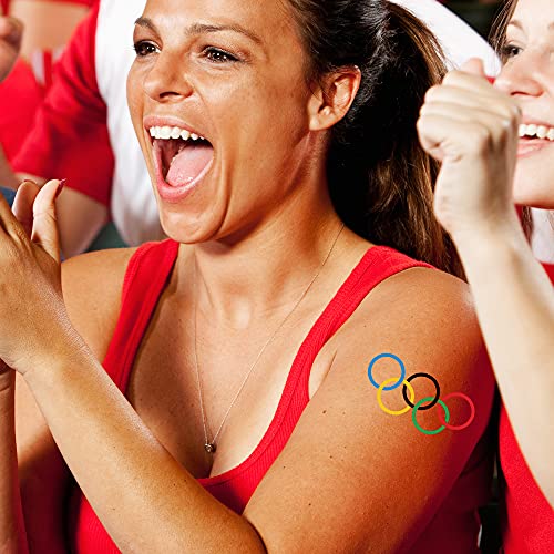 Олимписки Прстени Привремени Тетоважи | 25 пакување / Безбедна Кожа / НАПРАВЕНИ ВО САД | Отстранлив