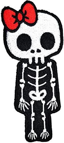 Кленплус 3 парчиња. Човечки Рендгенски Скелет Симпатична Со Црвен Лак Лепенка Стрипови Детски Цртани Закрпи Везени Закрпи За Облека Фармерки
