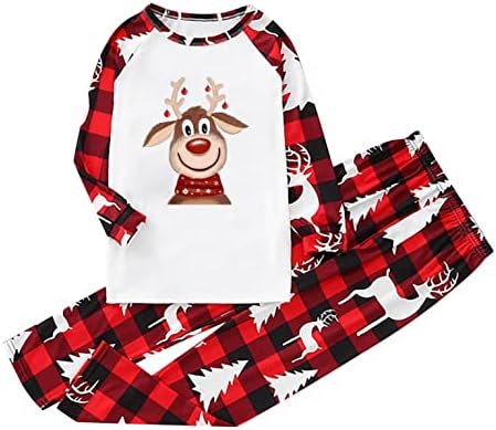 Божиќни пижами за семејство карирани со елени кои одговараат на семејни пижами поставуваат семејни пижами кратки ракави