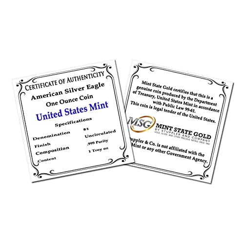 2021 Многу Американски Сребрени Монети Од 1 мл Брилијантни Нециркулирани Со Сертификат за Автентичност BU 1 БУ