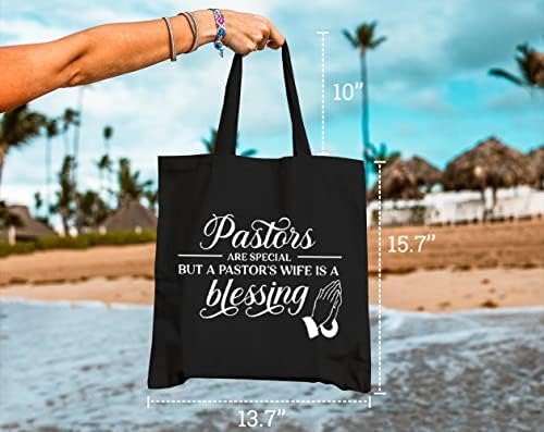 GXVUIS CANVAS TOTE торба Reusablec намирници торби за рамо за подароци за шопинг работа за сопругата Кристијан Пастор Подарок