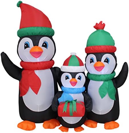 5 стапала високи осветлени Божиќни надуени пингвини семејство со кутија за подароци LED светла на отворено затворен празничен празник