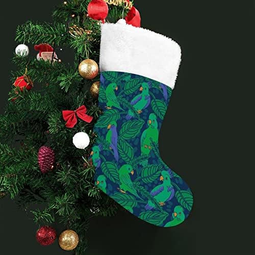 Кокату и остава во сина и зелена Божиќна порибување Божиќни чорапи торбичка куќа семејство Божиќ декор