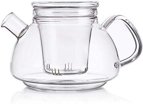Tamume 600ml нордиски стил 3-во-1 стаклен чајник со отстранлив стаклен инфузер со голема истурање на истурање без истурање на врева