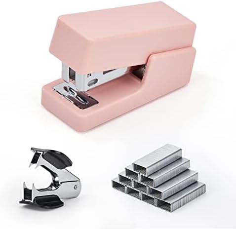 Gevanchi Mini Stapler, 20 листови за канцелариски десктоп Степлер со 640 стандардни главни делови и отстранувач на главните страни, транспарентно