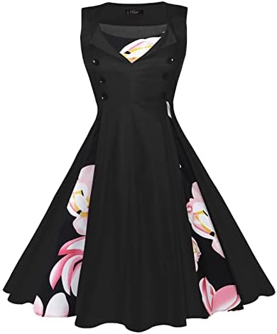 Фустан од 50 -тите години на минатиот век за женски пол -точка ретро гроздобер стил замав фустан коктел забава матурска фустани за чај без ракави