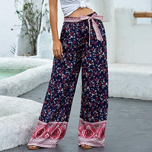 Голф панталони жени меки лак активни високи панталони цветни обични половини широки bellвонки на женски бохо удобни панталони
