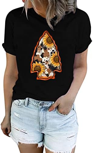 Класични кошули со блуза од вратот летни врвови за жени лабави кратки ракави Туника врвови слатки врвови на врвови печатени врвови за тренингот