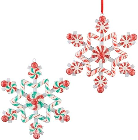 Пеперминт снегулки Божиќни фигурини украси 5.5 сет од 2 виси украси за украси за елки
