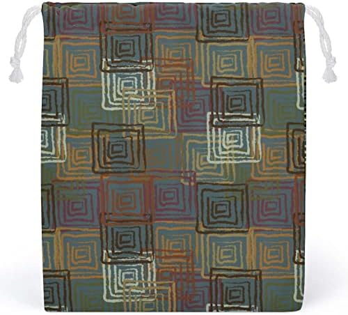 Апстрактна Гранџ Шема Народна Платно Чанта За Складирање Торба За Влечење За Повеќекратна Употреба Торбичка За Торбичка За Торби