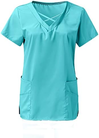 Scrubs за жени поставени панталони со џогер со цврста боја на бојата, медицинска сестра за стоматолошка V-вратот, врвот и јога џогер, панталони