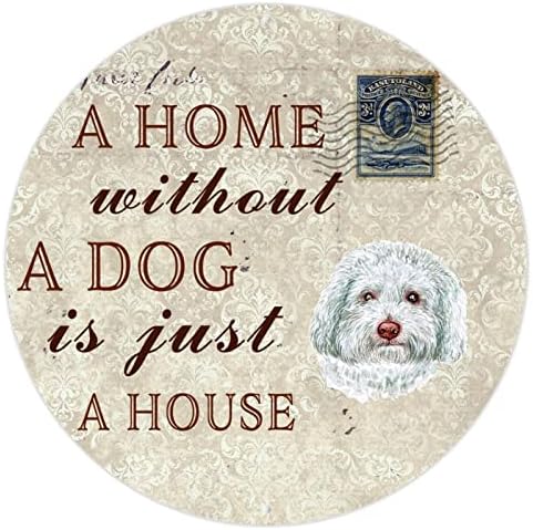 Смешно кучиња метални калај потпишете дом без куче е само куќа за добредојде знак за добредојде со смешно кучиња цитат Антички метални уметности