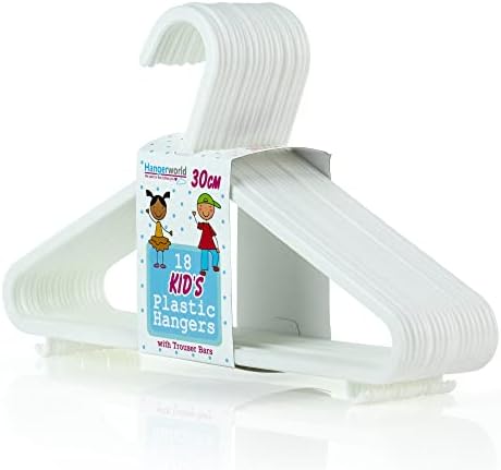 Hangerworld 18 пакет 11,8inch бела пластична закачалка - големина за бебе, дете и деца