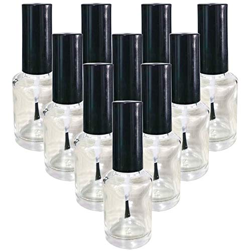 Ерикотрири 10 парчиња празни стаклени нокти шишиња чисти стаклени нокти шишиња со капаче за четка за уметност за нокти