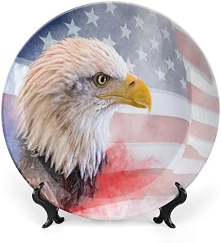 Ќелав орел со американско знаме керамичка декоративна чинија со приказ на штандот што виси прилагодена годишнина свадба празнични подароци