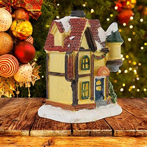Нубести Куќа Декор осветли Божиќна сцена селска куќа мини селски куќи минијатурна куќа осветлена Божиќна маса центри за украси