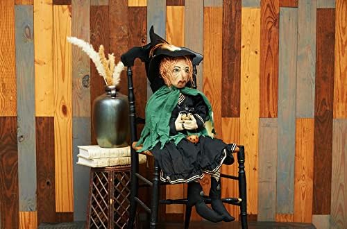 C&F Дома Ноќта на вештерките Јоланда вештерка Црна мачка Голема народна уметност кукла колекционер, oeо Спенсер ги собра традициите