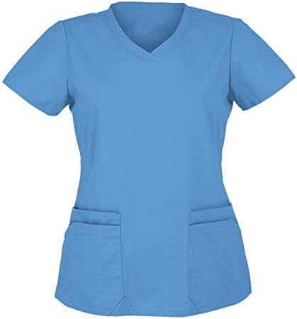 Женски блуза против кошули со кратки ракави на вратот Класични цврсти врвови во боја лабава униформа маици маици