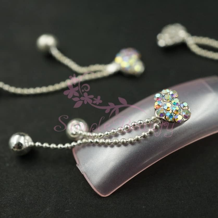 20 парчиња/лот кристални ригистони Дангл срце 3Д легура занаетчиски салон за нокти уметнички привлечни накит Маникир Телефон DIY дизајн